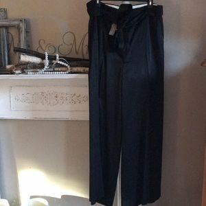 J. Crew black satin wide leg pants 14